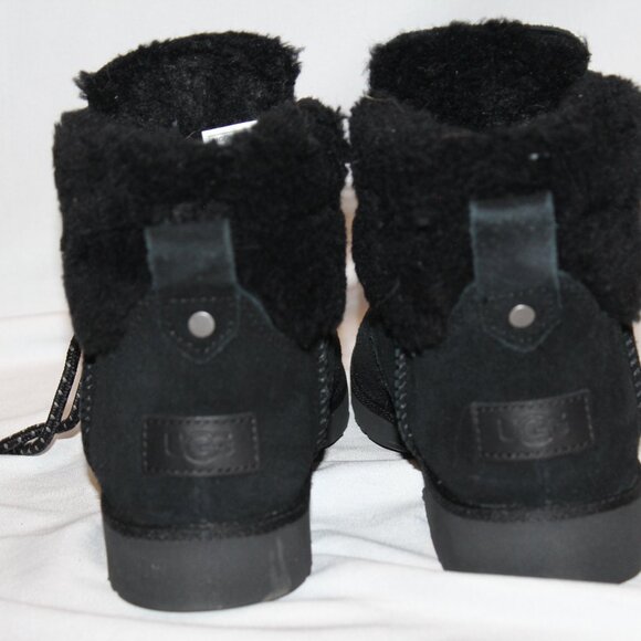 NIB UGG WOMEN'S ROMELY HERITAGE LACE UP SUEDE SHEARLING LINED BOOTS BLACK - Picture 8 of 8